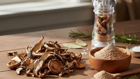 Blog Post: how to powder dried mushrooms - Professional illustration