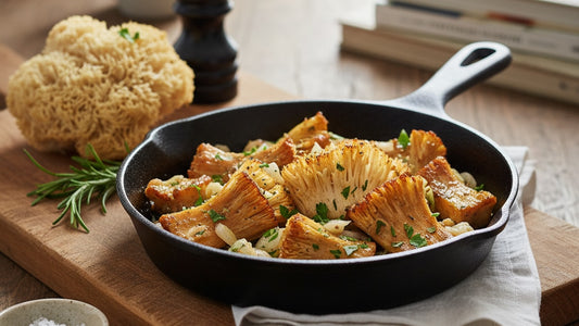 Blog Post: how to saute lion's mane mushrooms - Professional illustration